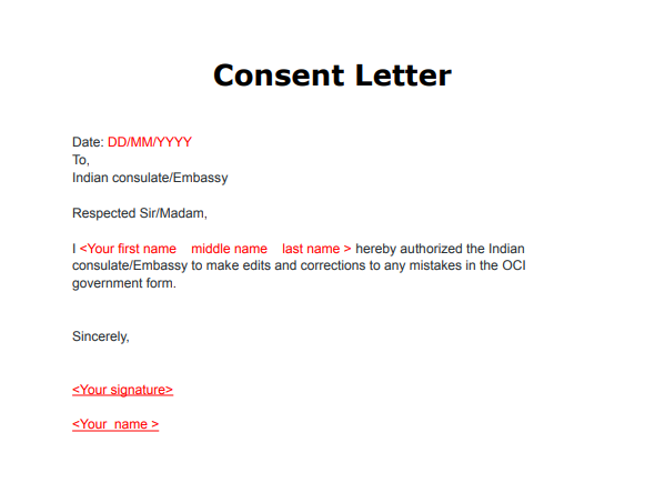 Consent Letter OCI Pdf Word And Sample Pdf Copy Of Consent Letter For 
